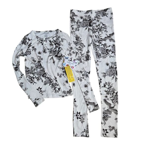New Johnny Was Mini Kids PJ Set Dreamer Floral Grey Cream